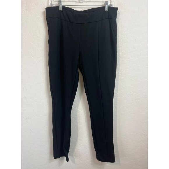 Hilary Radley Sz L Black Soft Pull On Pants Leggings Front Seam Rayon, Nylon, Sp - Picture 2 of 7